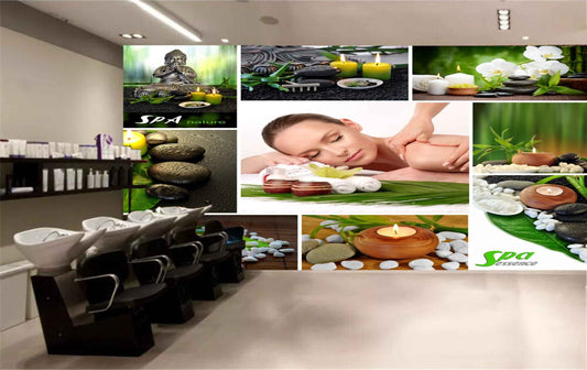 Avikalp MWZ3700 Spa Nature Candles Flowers Leaves HD Wallpaper for Spa