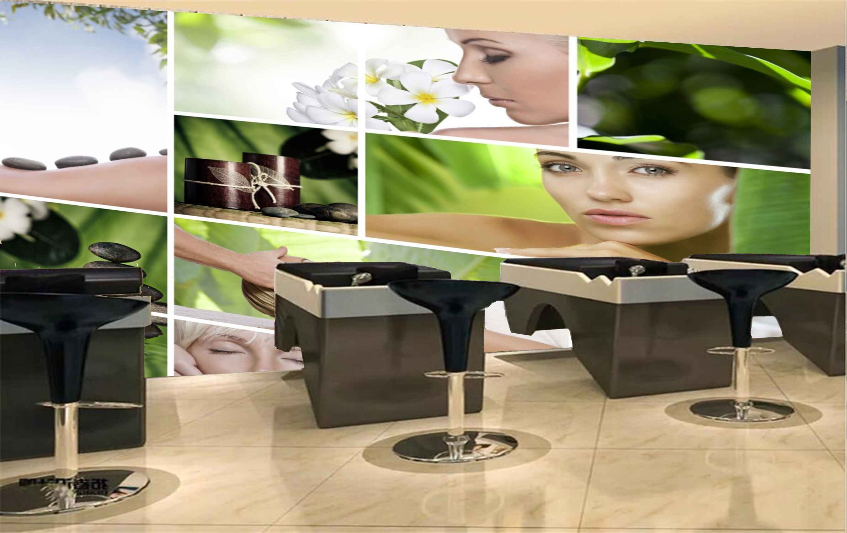 Avikalp MWZ3701 Women Spa Beauty Leaves Stones Flowers HD Wallpaper for Spa