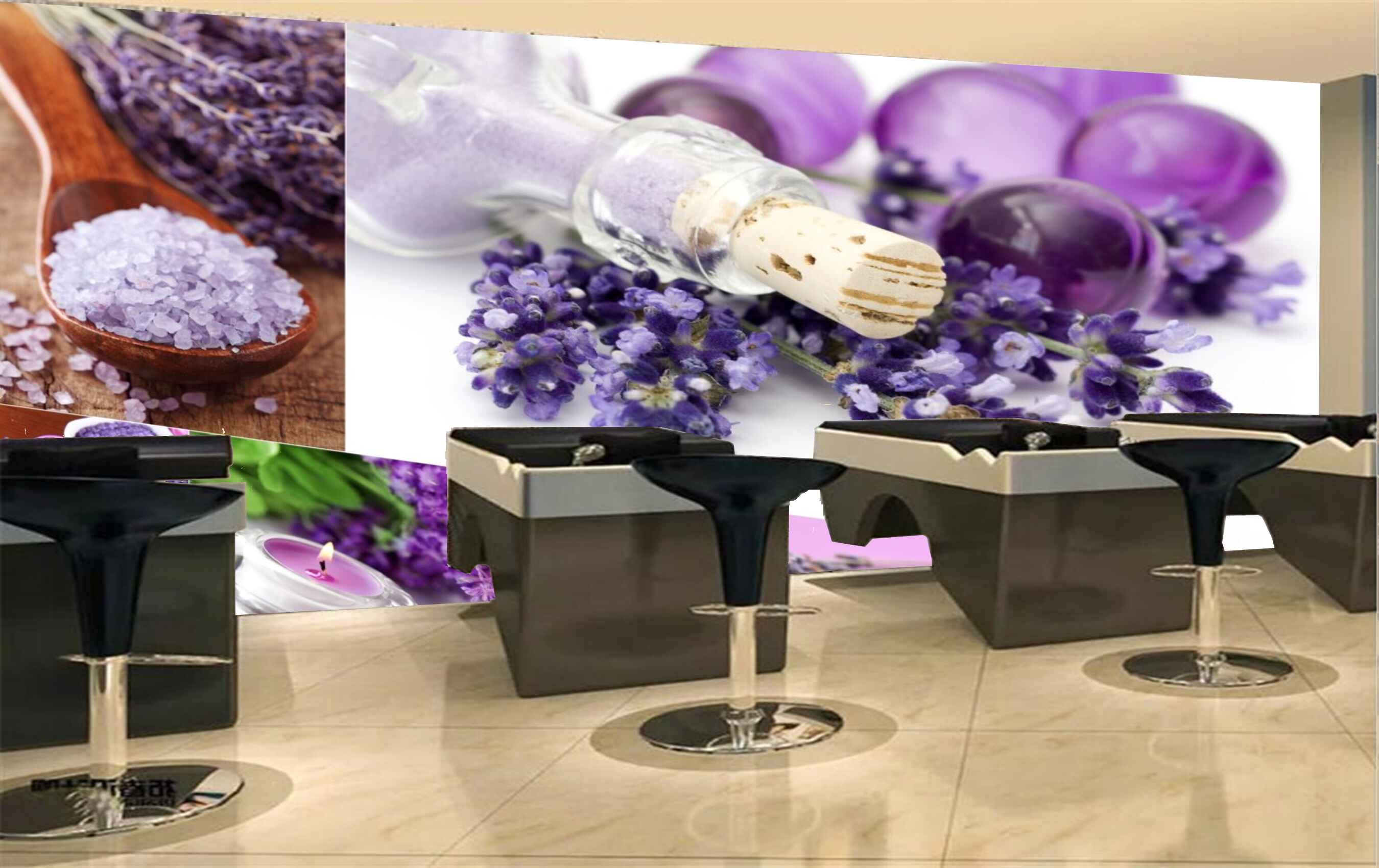 Avikalp MWZ3717 Purple Candles Flowers Stones Essence HD Wallpaper for Spa