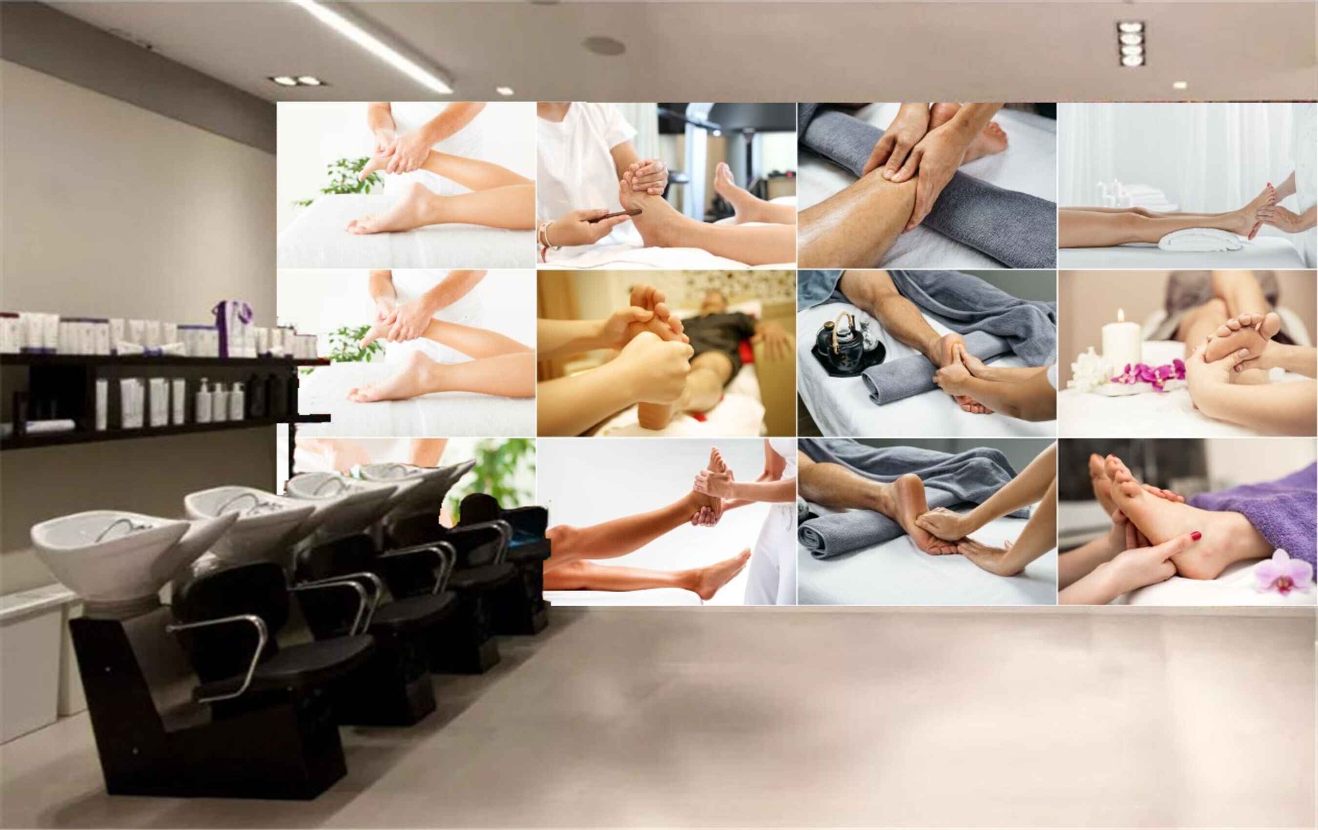 Avikalp MWZ3718 Legs Feet Massage Leaves Flowers HD Wallpaper for Spa