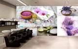 Avikalp MWZ3719 Pink White Purple Flowers Essence Stones Candles HD Wallpaper for Spa