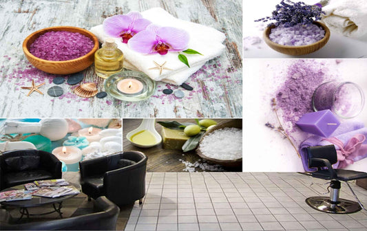 Avikalp MWZ3719 Pink White Purple Flowers Essence Stones Candles HD Wallpaper for Spa