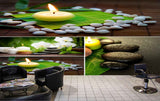 Avikalp MWZ3727 Candles White Flowers Stones Leaves HD Wallpaper for Spa