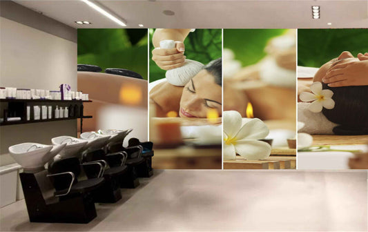 Avikalp MWZ3728 Body Massage White Flowers Candles HD Wallpaper for Spa