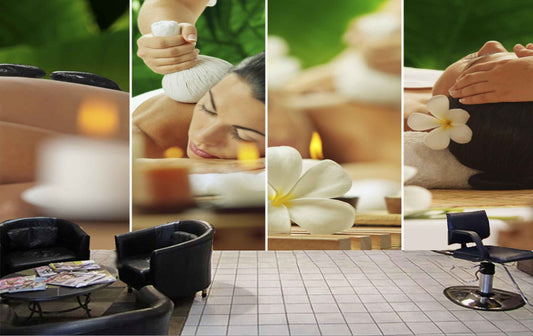 Avikalp MWZ3728 Body Massage White Flowers Candles HD Wallpaper for Spa