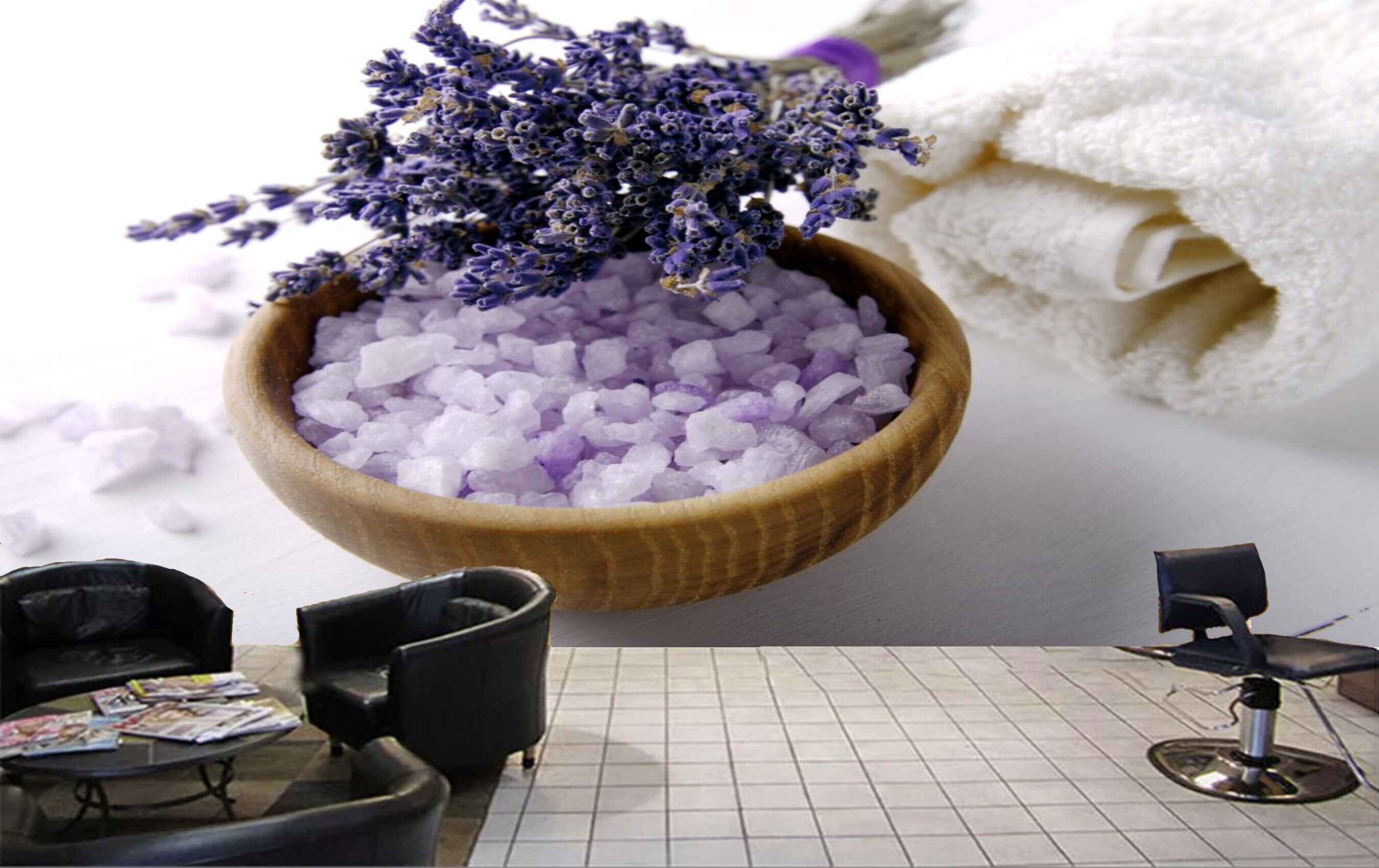 Avikalp MWZ3740 Purple Flowers Stones White Blanket HD Wallpaper for Spa