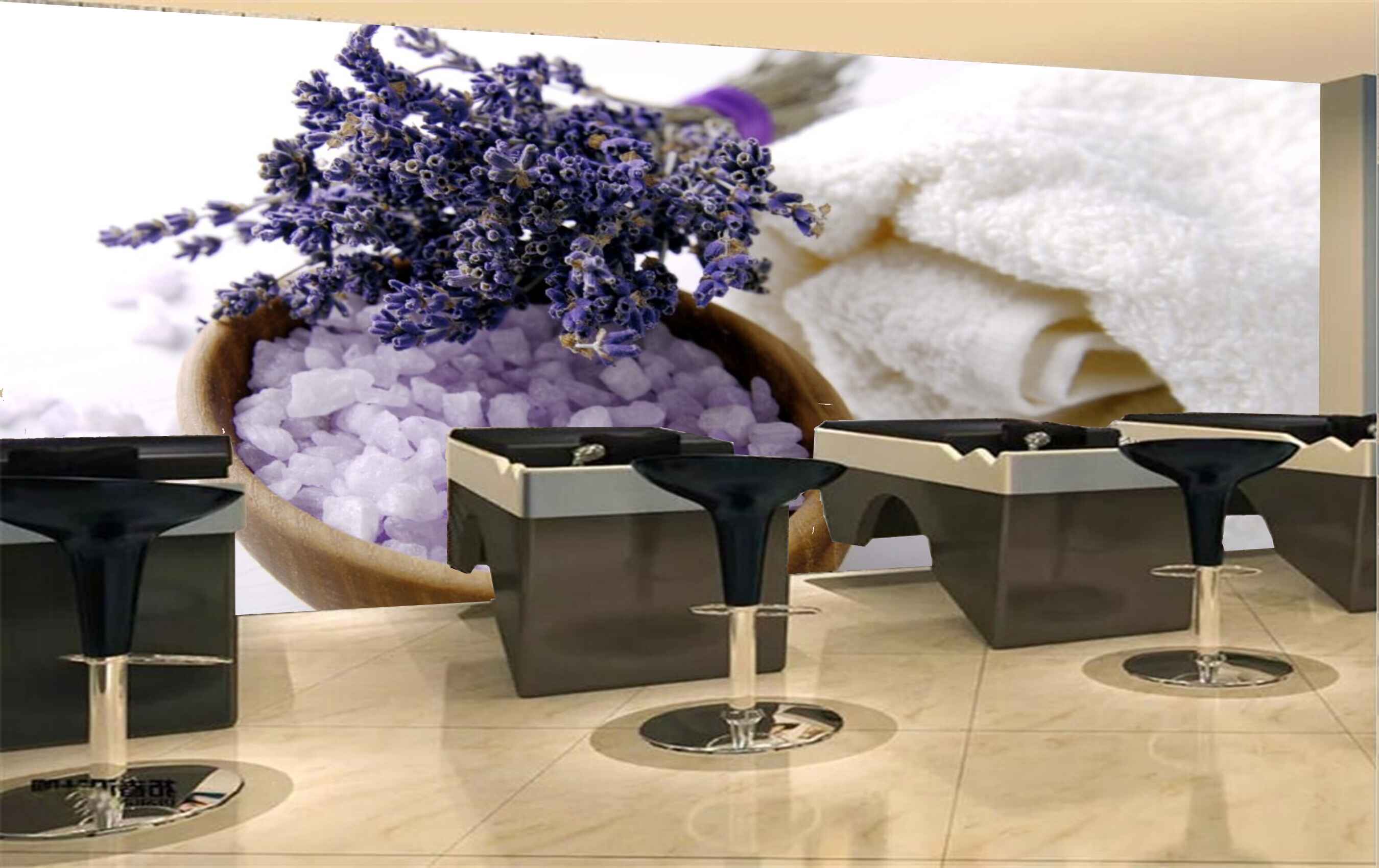 Avikalp MWZ3740 Purple Flowers Stones White Blanket HD Wallpaper for Spa