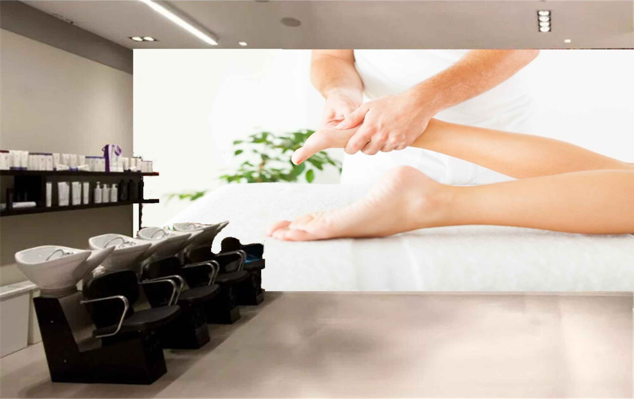 Avikalp MWZ3741 Feet Massage Spa White Clothes Leaves HD Wallpaper for Spa