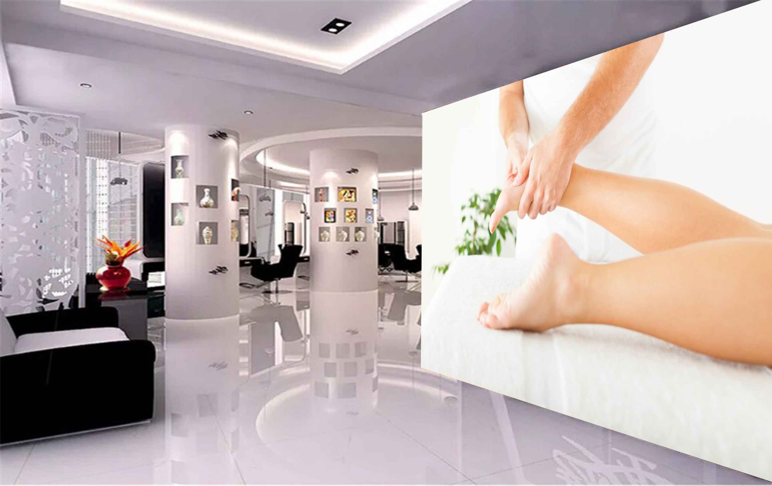 Avikalp MWZ3741 Feet Massage Spa White Clothes Leaves HD Wallpaper for Spa