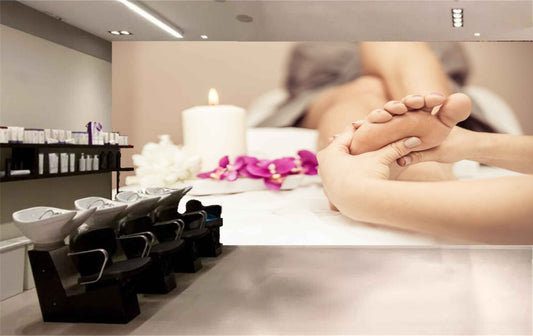 Avikalp MWZ3743 Foot Massage Candles Pink Flowers HD Wallpaper for Spa