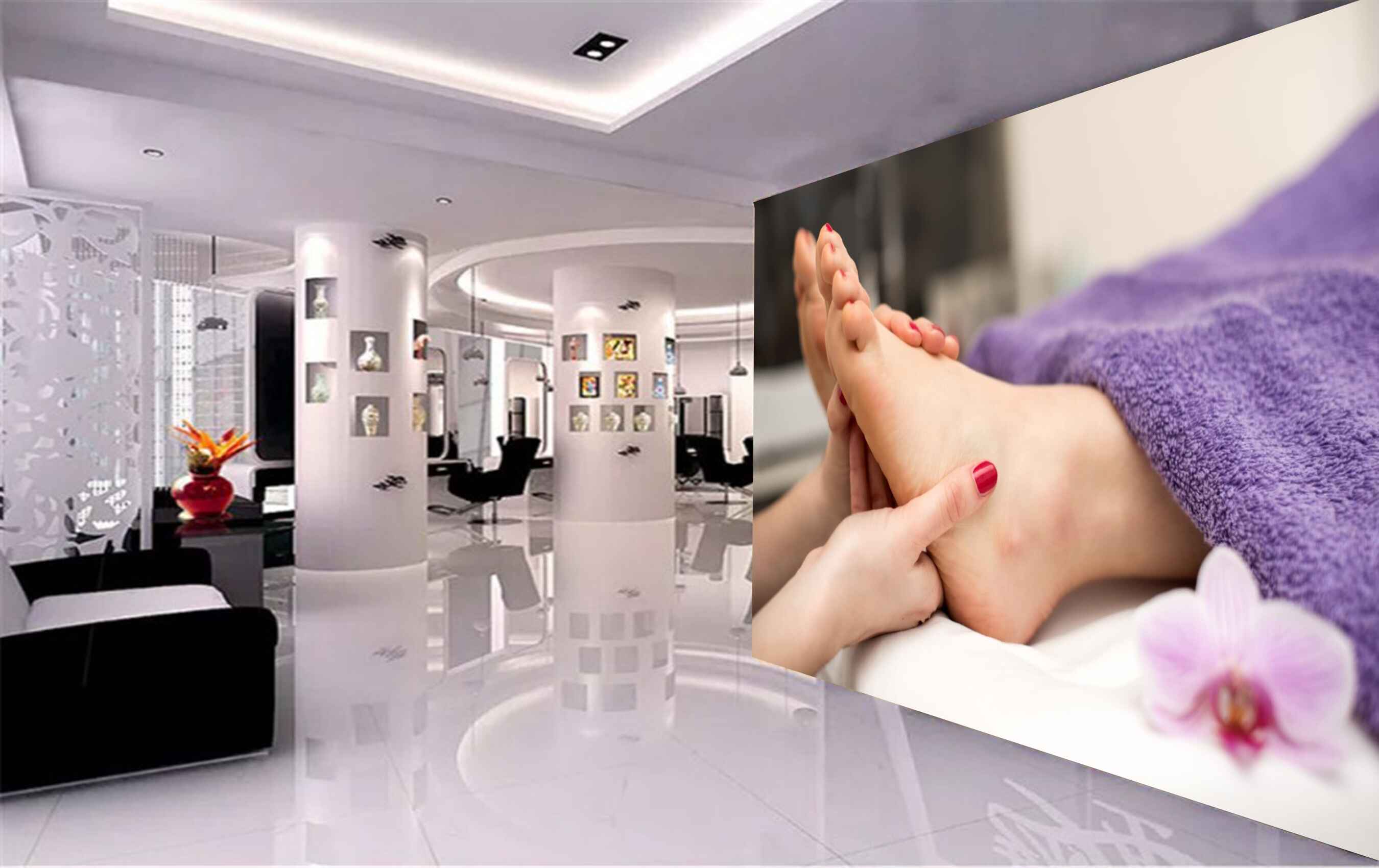 Avikalp MWZ3744 Foot Massage Purple Flowers Blankets HD Wallpaper for Spa