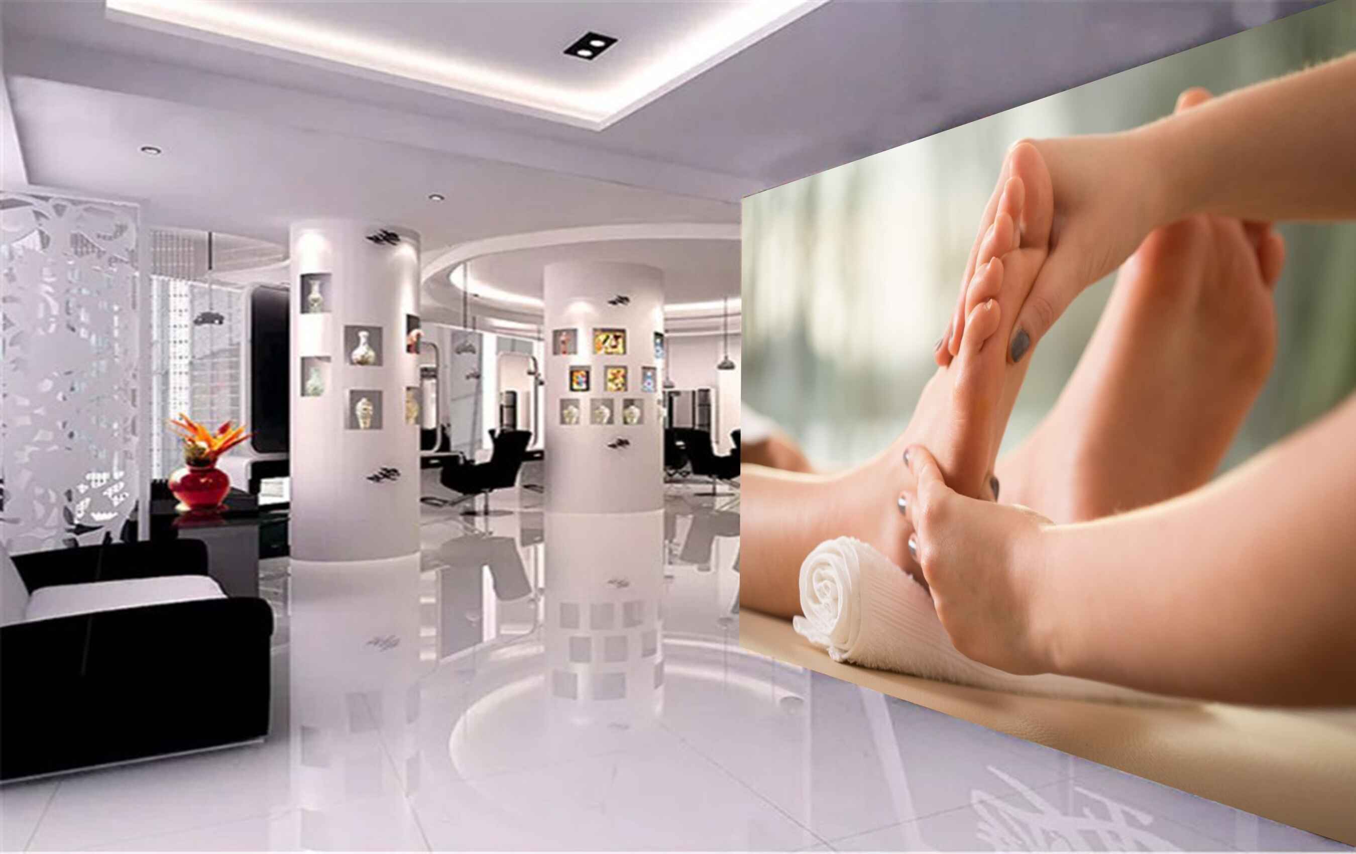 Avikalp MWZ3747 Feet Massage White Blanket Leaves HD Wallpaper for Spa
