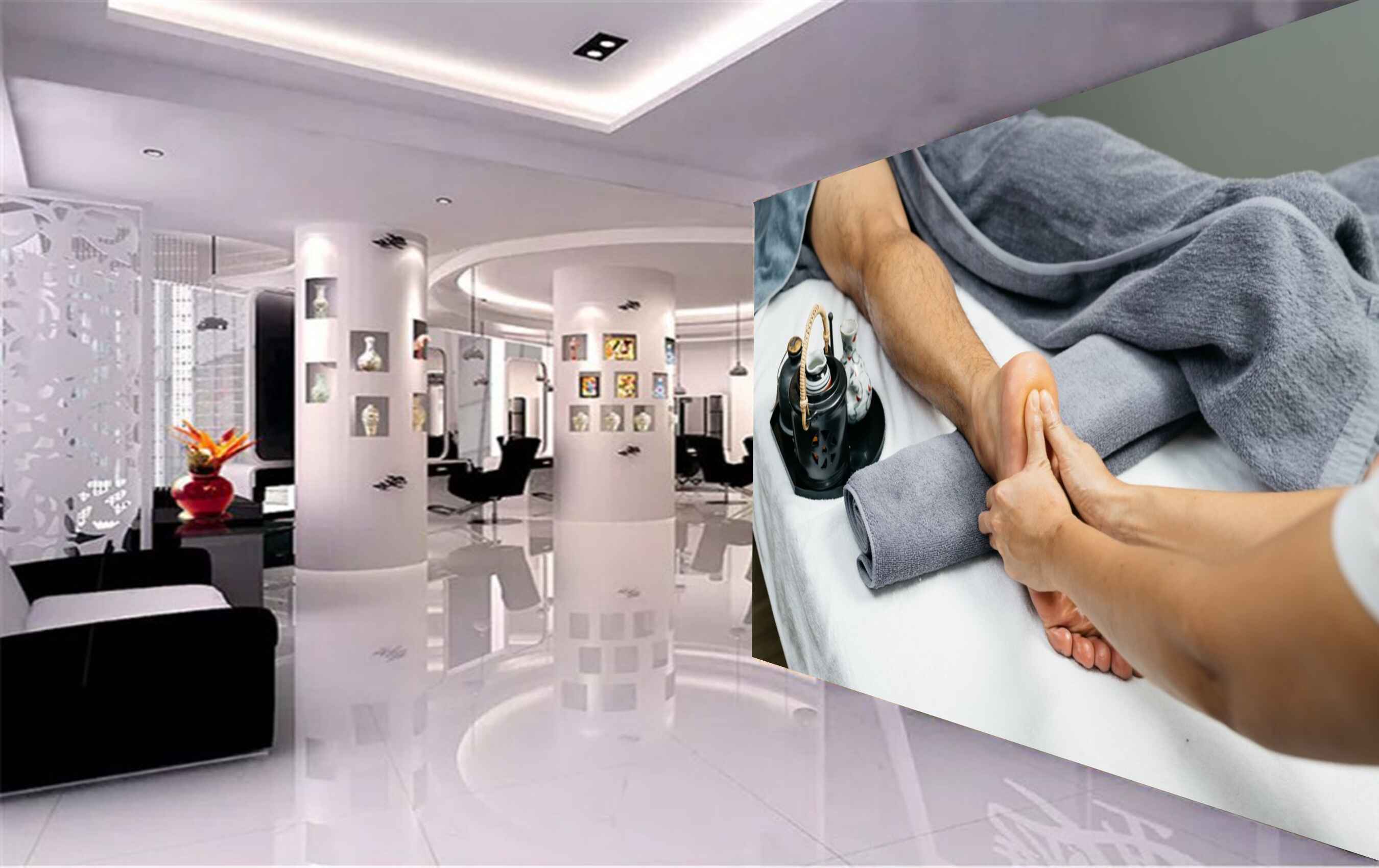 Avikalp MWZ3751 Feet Massage Grey Blanket Oils HD Wallpaper for Spa