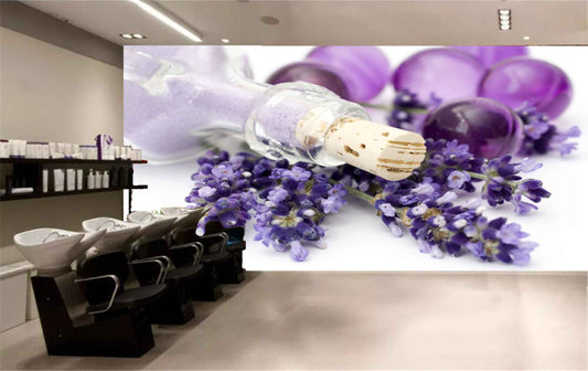 Avikalp MWZ3754 Purple Flowers Bubbles Bottle HD Wallpaper for Spa
