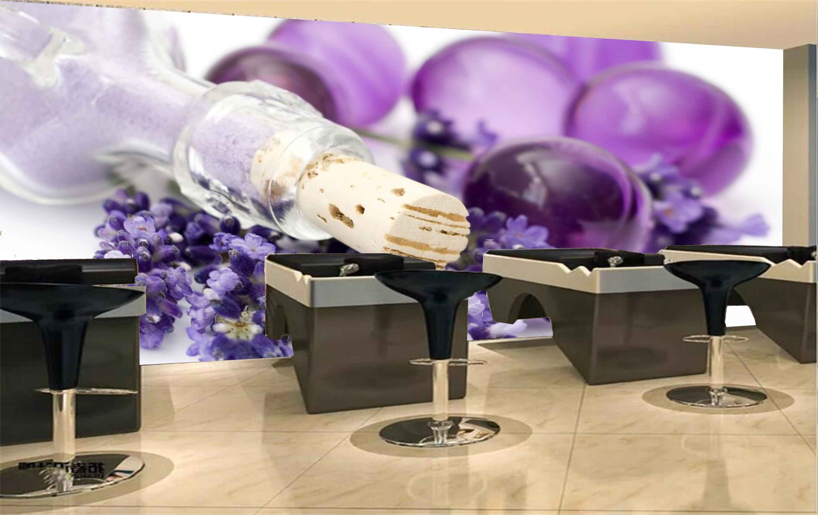 Avikalp MWZ3754 Purple Flowers Bubbles Bottle HD Wallpaper for Spa