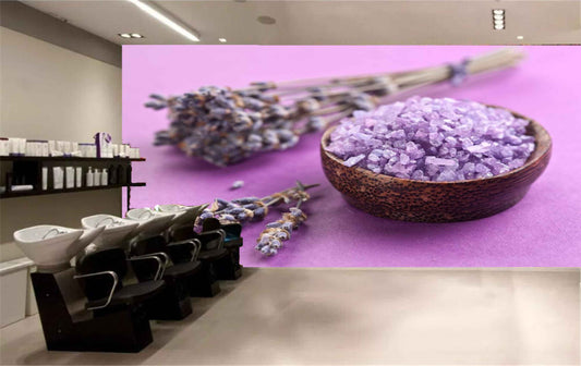Avikalp MWZ3755 Purple Flowers Stones Bowl HD Wallpaper for Spa