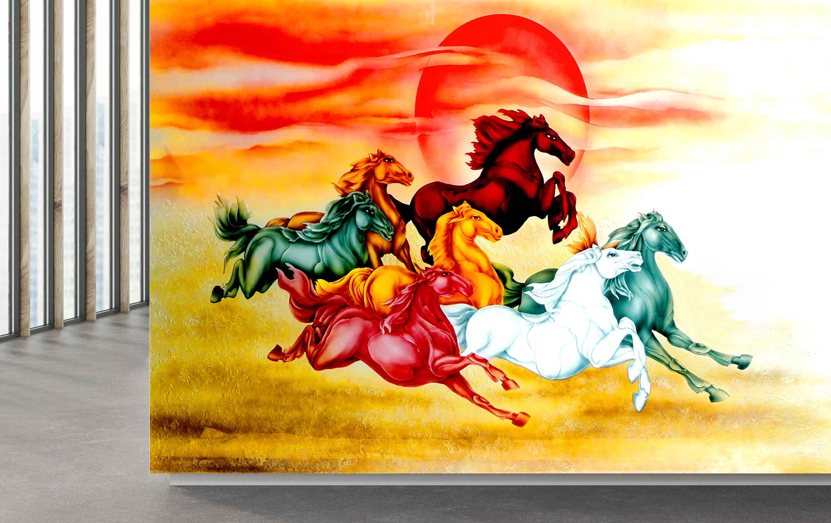 Avikalp MWZ3769 Seven 7 Horses Sun Racing HD Wallpaper
