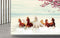 Avikalp MWZ3772 Brown White Seven 7 Horses Racing Birds Pink Flowers Branches HD Wallpaper