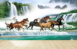 Avikalp MWZ3775 Seven 7 Horses Racing Waterfalls Mountians HD Wallpaper