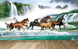 Avikalp MWZ3775 Seven 7 Horses Racing Waterfalls Mountians HD Wallpaper