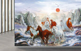 Avikalp MWZ3779 Seven 7 Horses Sun Birds Mountains Birds Water Stones HD Wallpaper