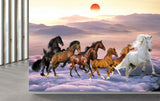 Avikalp MWZ3780 Seven 7 Horses Racing Mountains Sun HD Wallpaper