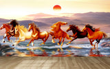 Avikalp MWZ3781 Seven 7 Horses Racing Sun Mountains Water HD Wallpaper