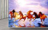 Avikalp MWZ3782 Seven 7 Horses Racing Sun Clouds Birds HD Wallpaper