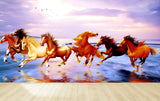 Avikalp MWZ3782 Seven 7 Horses Racing Sun Clouds Birds HD Wallpaper