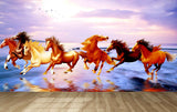 Avikalp MWZ3782 Seven 7 Horses Racing Sun Clouds Birds HD Wallpaper