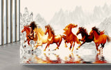 Avikalp MWZ3783 Brown Red Yellow Seven 7 Horses Racing Mountains HD Wallpaper