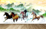 Avikalp MWZ3790 Seven 7 Horses Clouds Sun Trees Nature HD Wallpaper