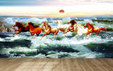 Avikalp MWZ3791 Seven 7 Horses Racing Sea Sun Clouds HD Wallpaper